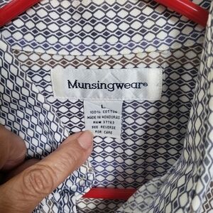 Munsingwear Men's Casual Geometric Shirt - Navy and Brown